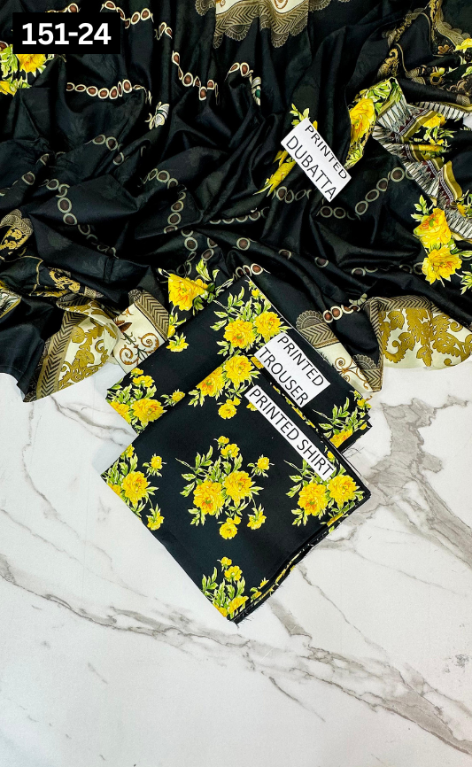 VOL 151 | DS 24 | DIGITAL PRINTED LINEN 3PC LINEN DUPATTA