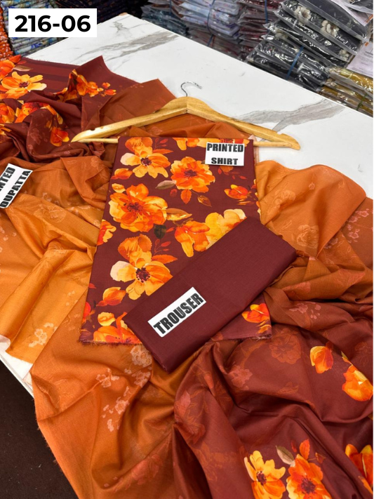 VOL 216 | DS 06 | Mirha LAWN 3PC | DIGITAL PRINTED LAWN SHIRT PLAIN TROUSER LAWN DUPATTA