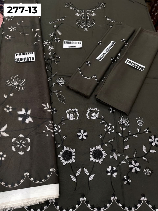 VOL 277 | DS 13 | DHANAK EMBROIDERED WOOL SHAWL 3PC
