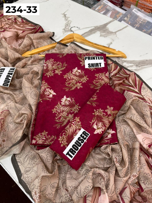 VOL 234 | DS 33 | Baroque | DIGITAL PRINTED LAWN THREE PIECES