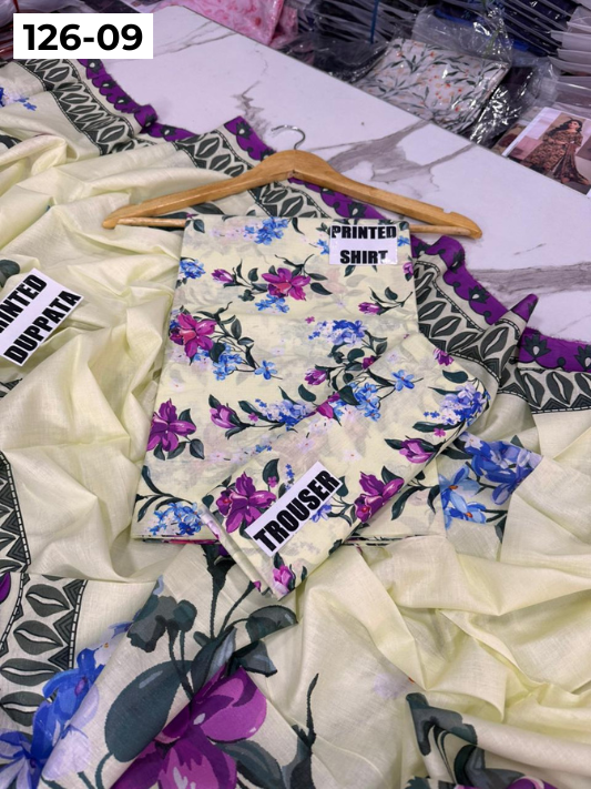 VOL 126 | DS 09 | DIGITAL PRINTED LAWN 3PC VOIL LAWN DUPATTA