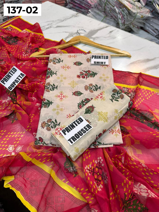 VOL 137 | DS 02 | DIGITAL PRINTED LAWN 3PC BAMBER CHIFFON DUPATTA