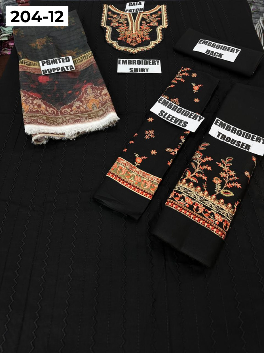 Vol 204 | DS 12 | LAWN EMBROIDERED THREE PIECE COLLECTION