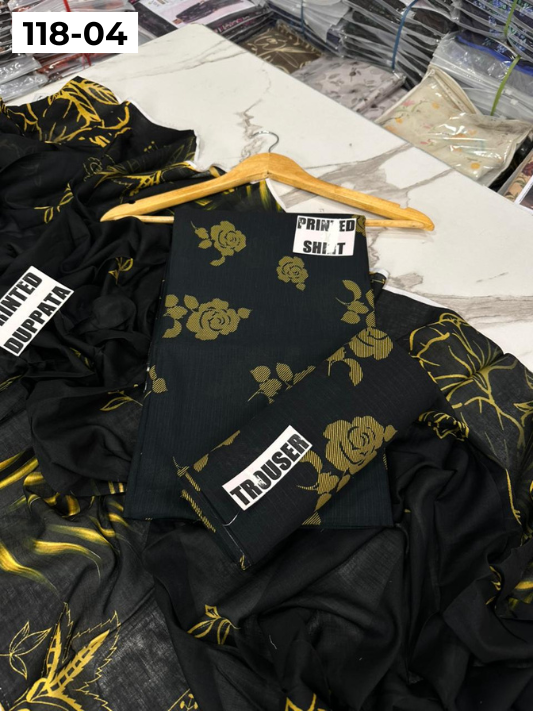 VOL 118 | DS 04 | DIGITAL PRINTED BANADORA LAWN 3PC VOIL LAWN DUPATTA