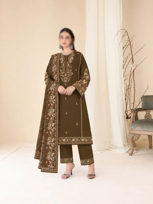 VOL 285 | DS 10 | NISHA BY SHANAYA | DIGITAL PRINTED 3PC STONE LINEN SHIRT, PRINTED TROUSER, PRINTED STONE LINEN DUPATTA