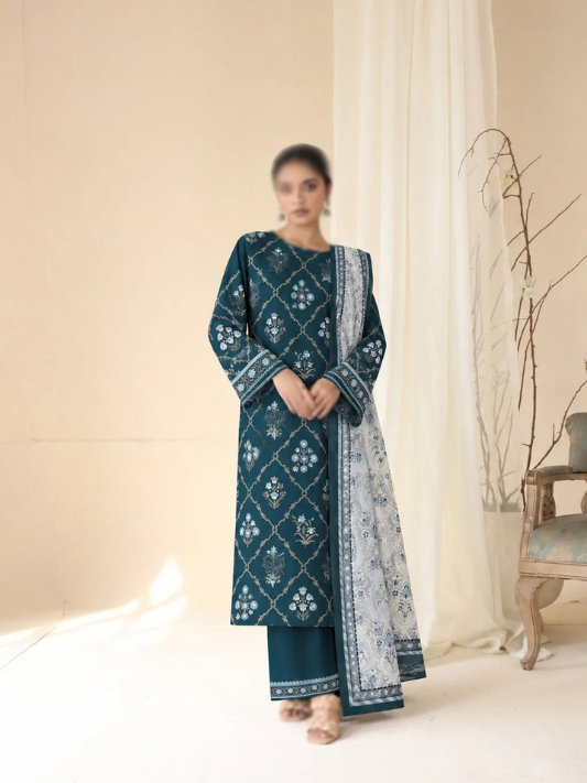 VOL 285 | DS 08 | NISHA BY SHANAYA | DIGITAL PRINTED 3PC STONE LINEN SHIRT, PRINTED TROUSER, PRINTED STONE LINEN DUPATTA