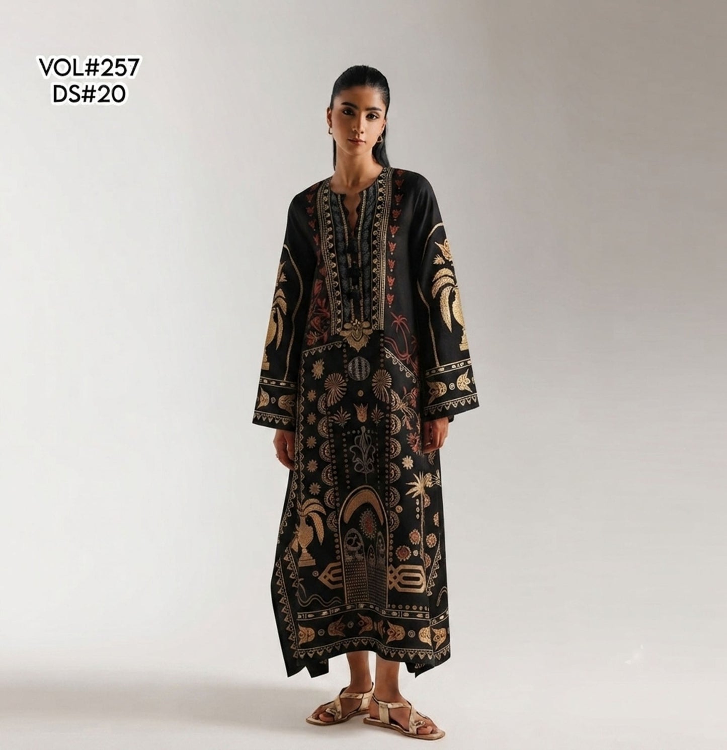 VOL 257 | DS 20 | PRINTED HIT CODES LAWN 2PC | DIGITAL PRINTED LAWN SHIRT, PLAIN COTTON TROUSER