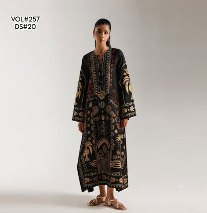 VOL 257 | DS 20 | PRINTED HIT CODES LAWN 2PC | DIGITAL PRINTED LAWN SHIRT, PLAIN COTTON TROUSER
