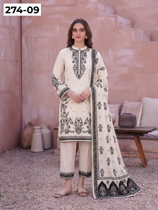 VOL 274 | DS 09 | NIRVANA BY SHANAYA | DIGITAL PRINTED 3PC STONE LINEN SHIRT, PRINTED TROUSER, PRINTED STONE LINEN DUPATTA