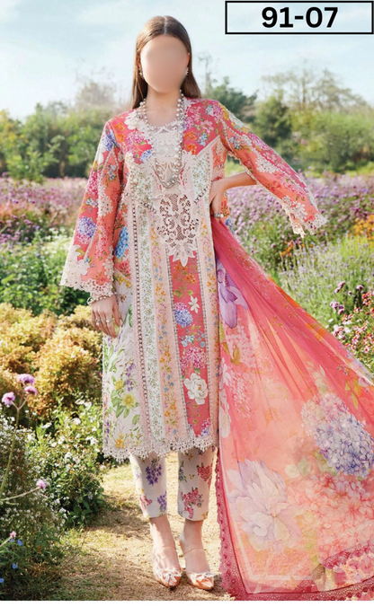 VOL 91 | DS 07 | DIGITAL PRINTED LAWN 3PC LAWN DUPATTA