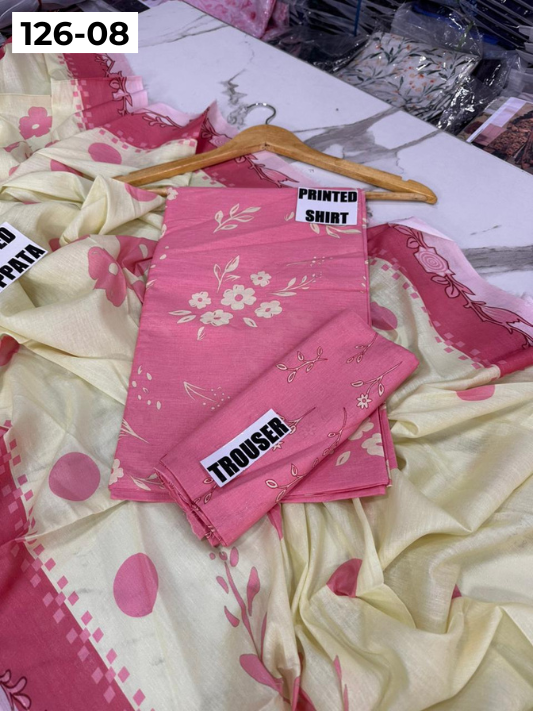 VOL 126 | DS 08 | DIGITAL PRINTED LAWN 3PC VOIL LAWN DUPATTA