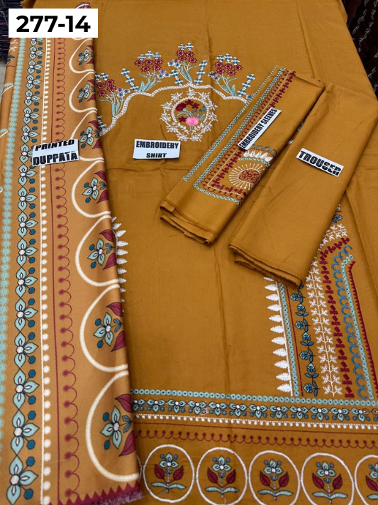 VOL 277 | DS 14 | DHANAK EMBROIDERED WOOL SHAWL 3PC