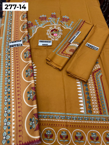 VOL 277 | DS 14 | DHANAK EMBROIDERED WOOL SHAWL 3PC