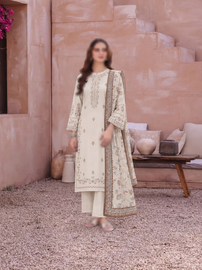 VOL 284 | 02 | SARAH BY SHANAYA | DIGITAL PRINTED 3PC CORDUROY KHADDAR SUIT | PRINTED SHIRT, TROUSER & DUPATTA