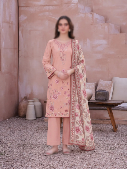 VOL 284 | 03 | SARAH BY SHANAYA | DIGITAL PRINTED 3PC CORDUROY KHADDAR SUIT | PRINTED SHIRT, TROUSER & DUPATTA