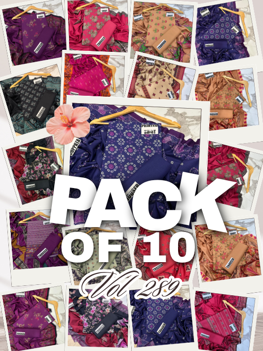 VOL 289 | PACK OF 10 | PREMIUM DHANAK WINTER COLLECTON - DIGITAL PRINTED 3 PIECE SUIT | Allover Printed Shirt | Plain Dyed Matching Trouser | Printed Dupatta