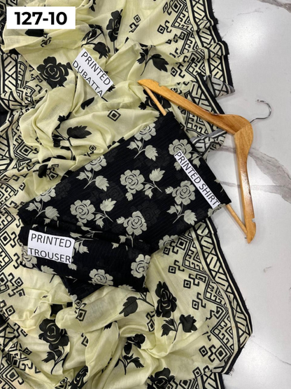 VOL 127 | DS 10 | DIGITAL PRINTED BANADORA LAWN 3PC VOIL LAWN DUPATTA