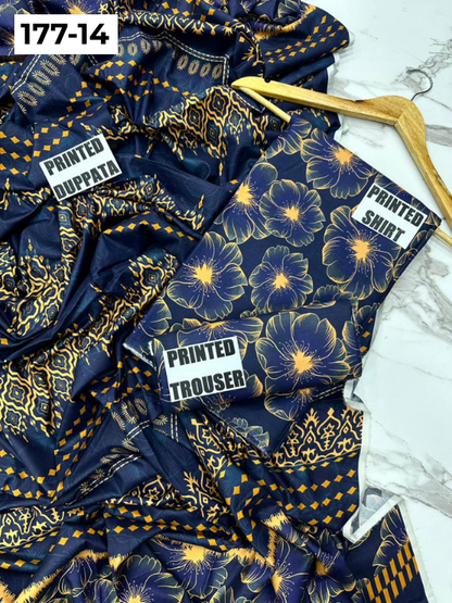 VOL 177 | DS 14 | DIGITAL PRINTED LINEN 3PC LINEN DUPATTA