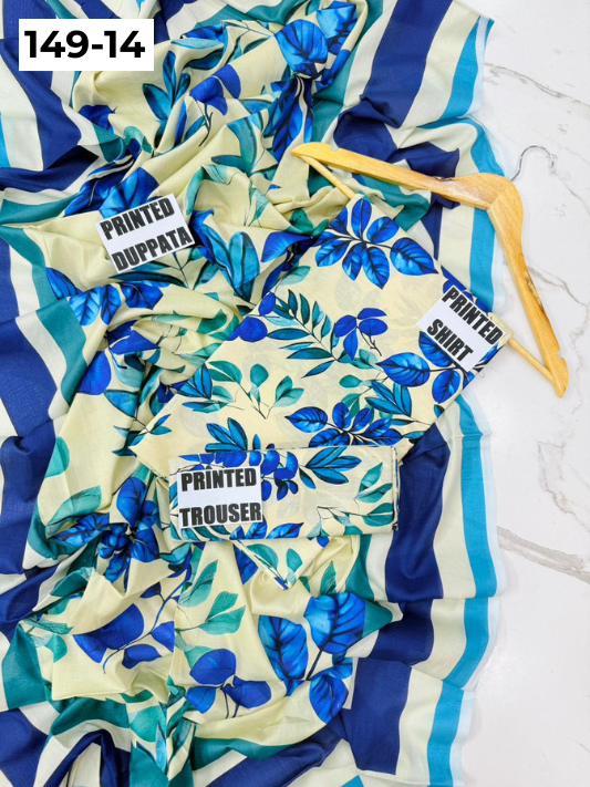 VOL 149 | DS 14 | DIGITAL PRINTED LAWN 3PC VOIL LAWN DUPATTA