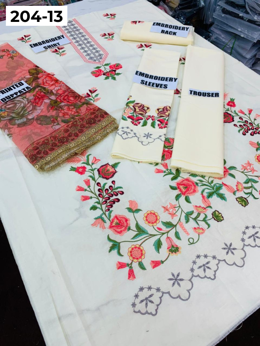 Vol 204 | DS 13 | LAWN EMBROIDERED THREE PIECE COLLECTION