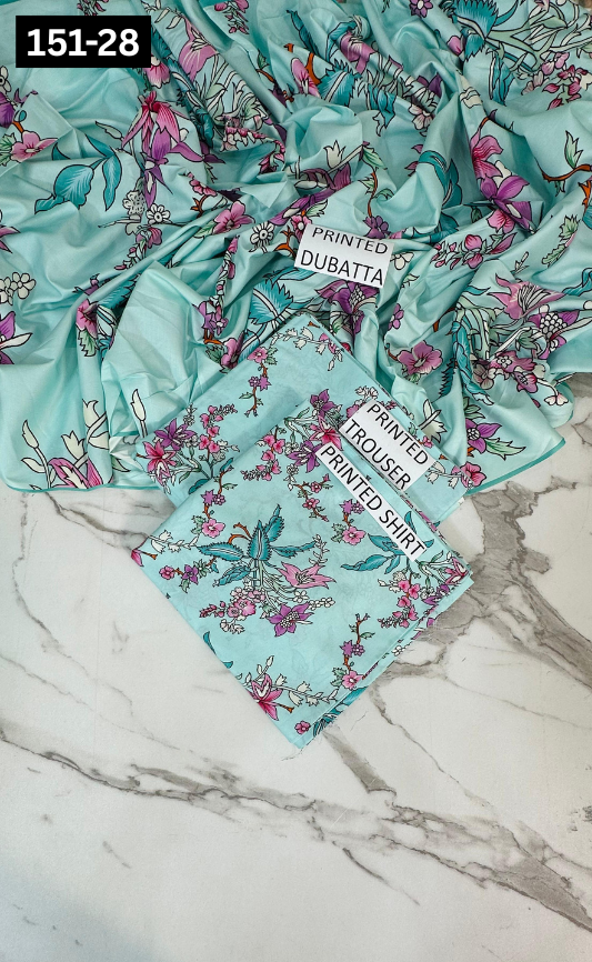 VOL 151 | DS 28 | DIGITAL PRINTED LINEN 3PC LINEN DUPATTA