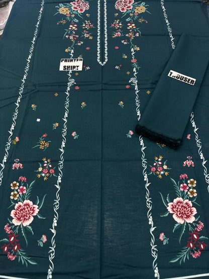 VOL 257 | DS 27 | PRINTED HIT CODES LAWN 2PC | DIGITAL PRINTED LAWN SHIRT, PLAIN COTTON TROUSER