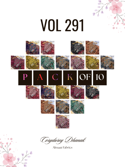 VOL 291 | PACK OF 10 | PREMIUM CORDUROY DHANAK WINTER COLLECTON - DIGITAL PRINTED 3 PIECE SUIT | PRINTED ALLOVER SHIRT & TROUSER | PRINTED DUPATTA