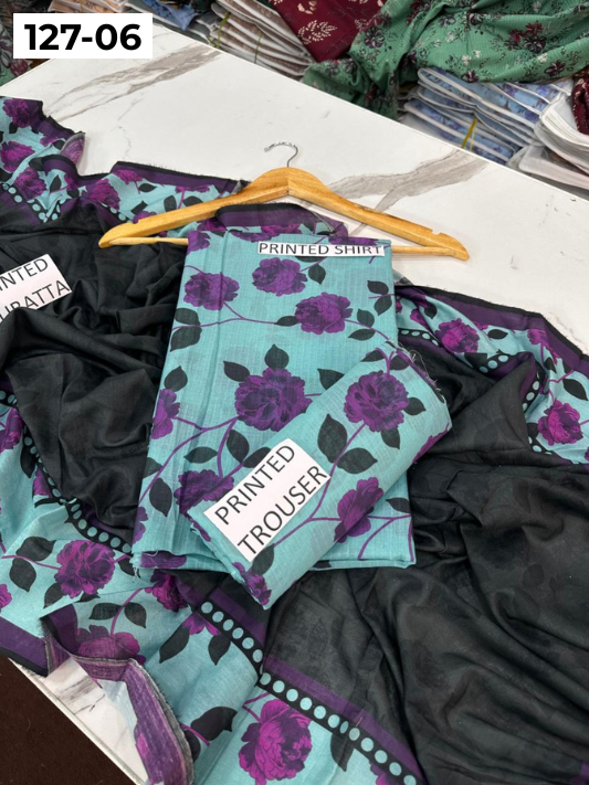VOL 127 | DS 06 | DIGITAL PRINTED BANADORA LAWN 3PC VOIL LAWN DUPATTA