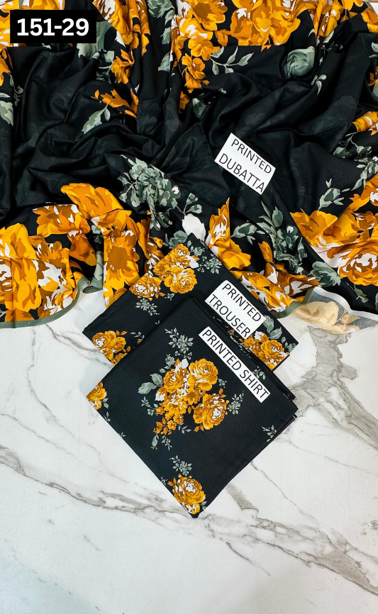VOL 151 | DS 29 | DIGITAL PRINTED LINEN 3PC LINEN DUPATTA