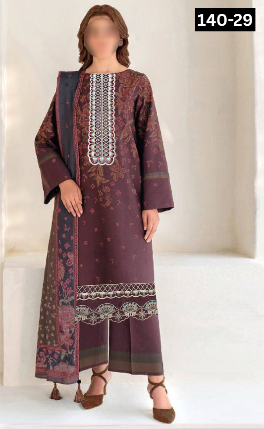 VOL 140 | DS 29 | DIGITAL PRINTED BANADORA LAWN 3PC | VOIL LAWN DUPATTA | EMBROIDERED ORAGANZA PATCHES
