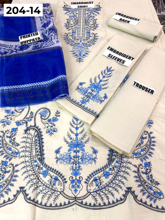Vol 204 | DS 14 | LAWN EMBROIDERED THREE PIECE COLLECTION