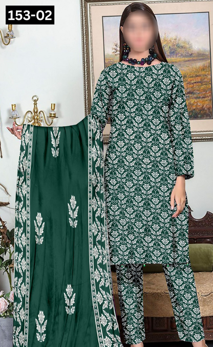VOL 153 | DS 02 | DIGITAL PRINTED LINEN 3PC LINEN DUPATTA