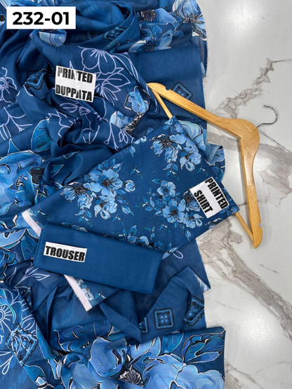 VOL 232 | DS 01 | Sapphire LAWN |  DIGITAL PRINTED LAWN THREE PIECES LAWN SHIRT LAWN DUPATTA