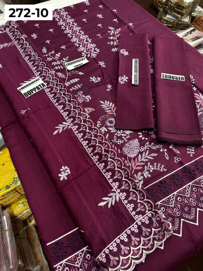 VOL 272 | DS 10 | VISCOS SLUB EMBROIDERY 3PC