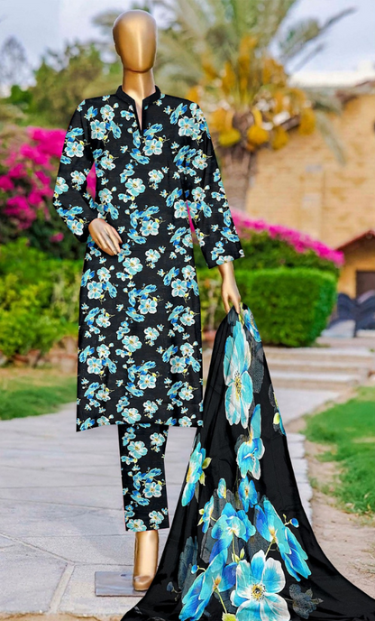 VOL 142 | DS 02 | DIGITAL PRINTED LAWN 3PC VOIL LAWN DUPATTA