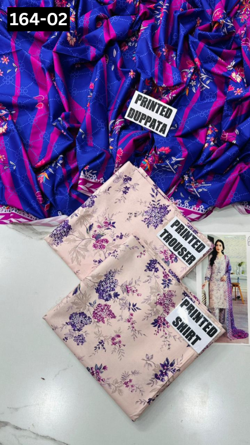 VOL 164 | DS 02 | DIGITAL PRINTED LINEN 3PC LINEN DUPATTA