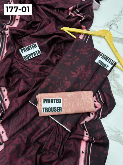 VOL 177 | DS 01 | DIGITAL PRINTED LINEN 3PC LINEN DUPATTA