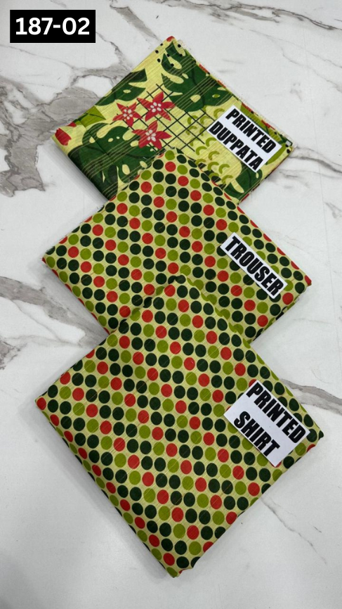 VOL 187 | DS 02 | DIGITAL PRINTED KHADDAR 3PC KHADDAR DUPATTA