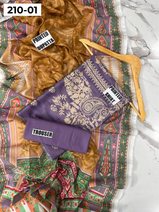 SAPPHIRE LAWN 3PC VOL 210 | DS 01 | DIGITAL PRINTED LAWN SHIRT VOIL LAWN DUPATTA DYED TROUSER