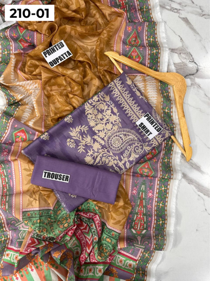 SAPPHIRE LAWN 3PC VOL 210 | DS 01 | DIGITAL PRINTED LAWN SHIRT VOIL LAWN DUPATTA DYED TROUSER