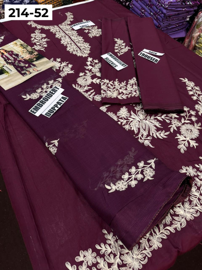 VOL 214 | DS 52 | LAWN LUXURY EMBROIDERED 3PC