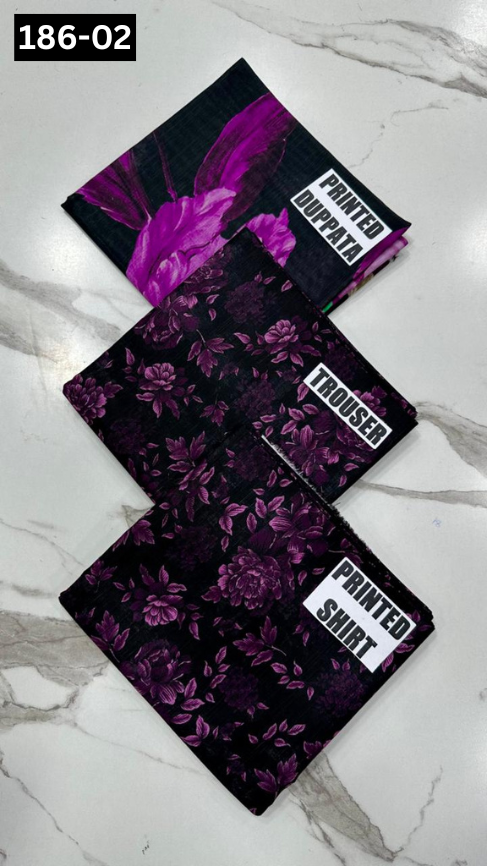 VOL 186 | DS 02 | DIGITAL PRINTED KHADDAR 3PC KHADDAR DUPATTA