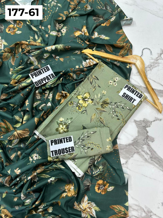 VOL 177 | DS 61 | DIGITAL PRINTED LINEN 3PC LINEN DUPATTA