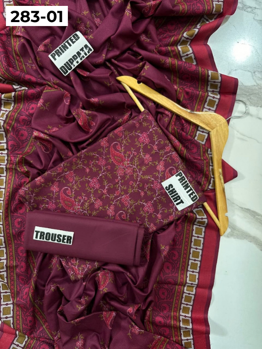 VOL 283 | DS 01 | PREMIUM DHANAK WINTER COLLECTON - DIGITAL PRINTED 3 PIECE SUIT
