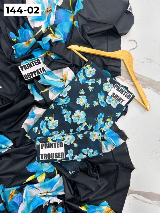 VOL 144 | DS 02 | DIGITAL PRINTED LAWN 3PC VOIL LAWN DUPATTA