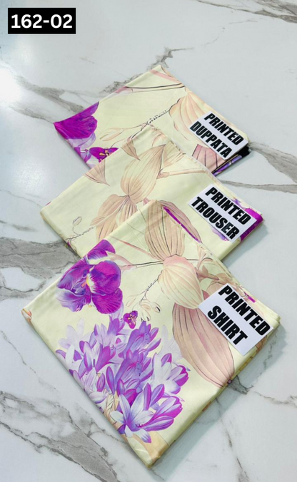 VOL 162 | DS 02 | DIGITAL PRINTED LINEN 3PC LINEN DUPATTA
