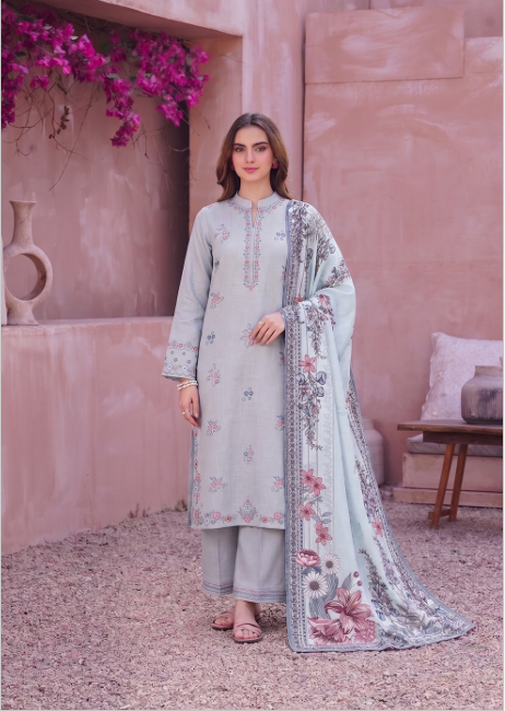 VOL 274 | DS 02 | NIRVANA | DIGITAL PRINTED 3PC STONE LINEN SHIRT, PRINTED TROUSER, PRINTED STONE LINEN DUPATTA