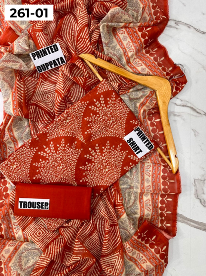 VOL 261 | DS 01 | m basics By Maria-B | DIGITAL PRINTED LAWN THREE PIECES