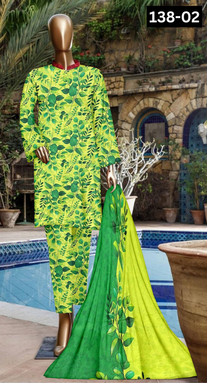 VOL 138 | DS 02 | DIGITAL PRINTED LAWN 3PC VOIL LAWN DUPATTA