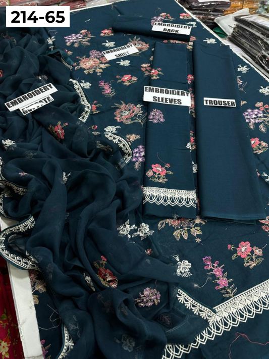 VOL 214 | DS 65 | LAWN LUXURY EMBROIDERED 3PC